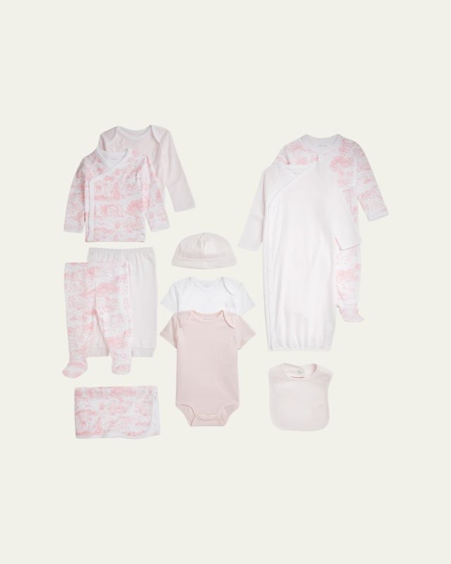 Girl's 11-Piece Cotton Interlock Gift Set, Size Newborn-9